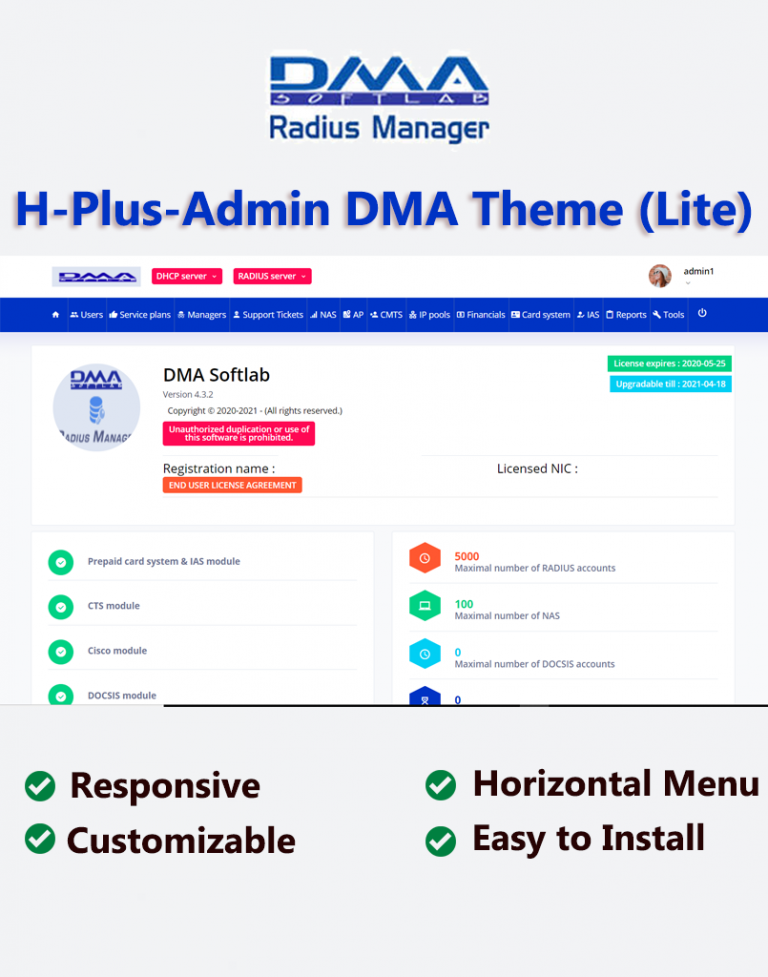 H-PlusAdmin DMA Radius Manager Theme (Lite)